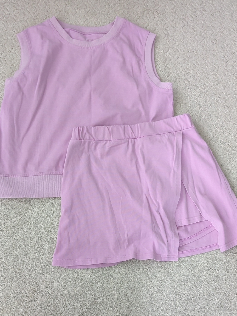 Sleeveless Tank Top and Skirt Set - Light Lilac Pink Small NEW